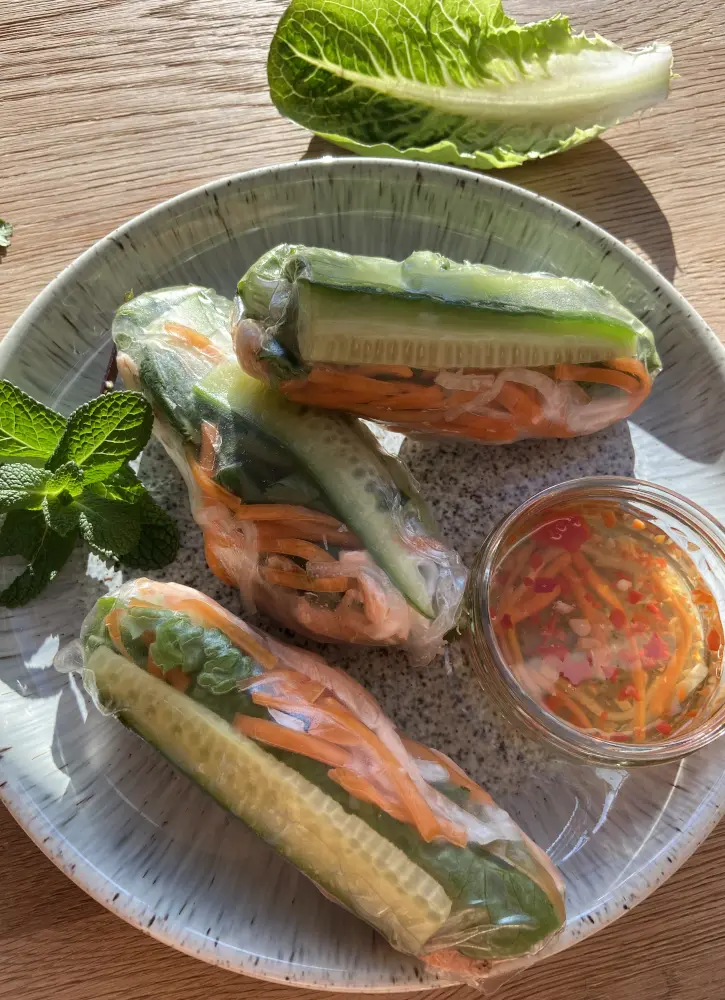 Photo of Vietnamese summer rolls on a plate